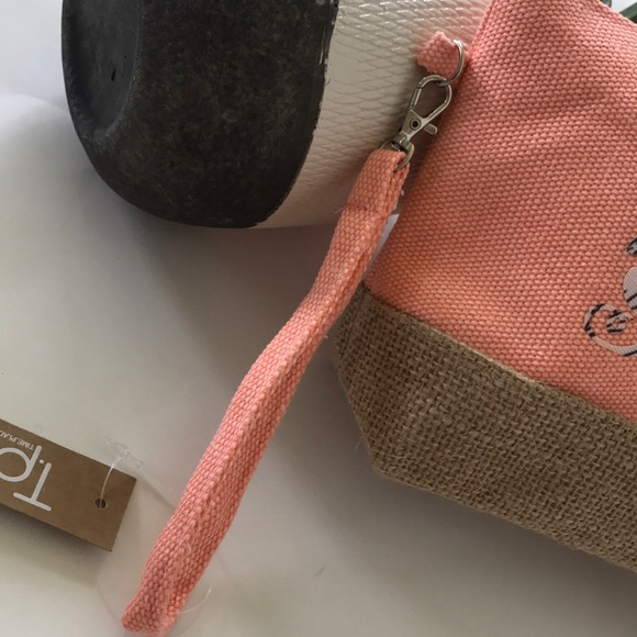 ‘Aloha Summer’ Coral Color Wristlet/Cosmetic Bag - Picture 2 of 8